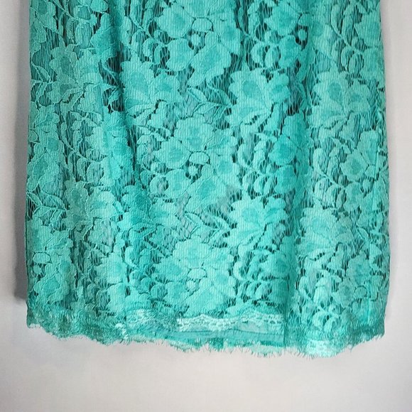 Pink Lily Dress Womens Large Turquoise Floral Lace Casual Backless Knee Length - Picture 10 of 13